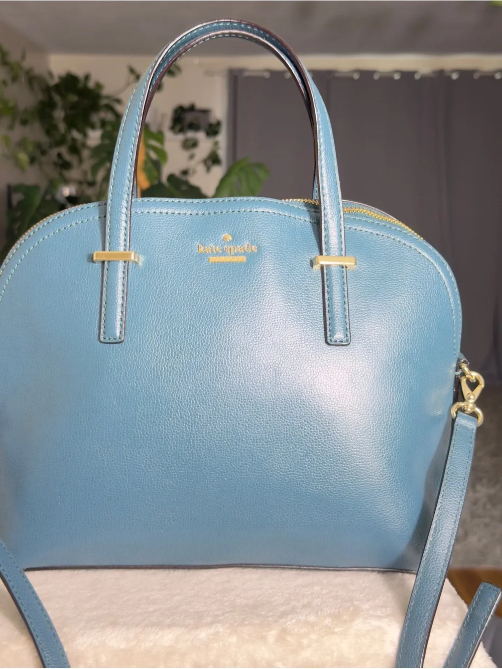 New Kate Spade Patterson Drive Medium Dome Satchel Teal Leather Crossbody Bag